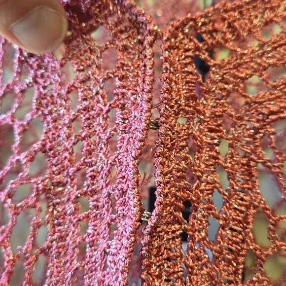 NWT Vintage Zashi Sea Coral Metallic Crochet Cardigan Y2K Cottage Fairy Gypsy Sw - Picture 6 of 10